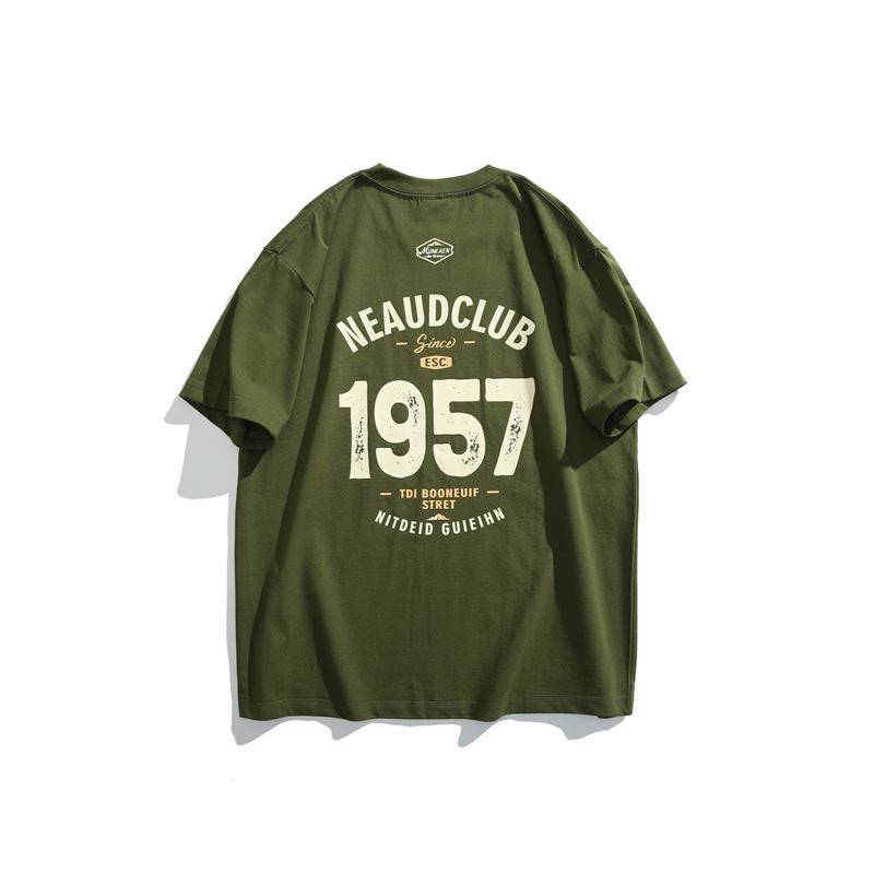 White Loose Casual T-Shirt with Graphic 1957 Print - Image 3