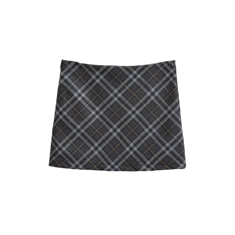 High Waisted Plaid Woolen Mini Pencil Skirt for Women - Image 5