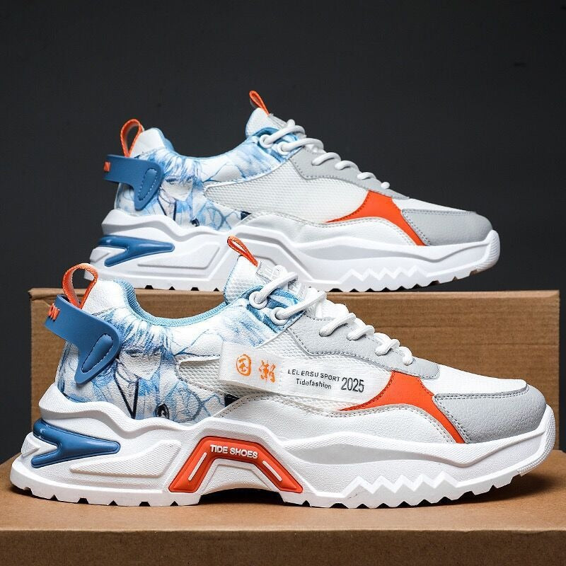 White Orange Blue Harajuku Chunky Platform Dad Sneakers