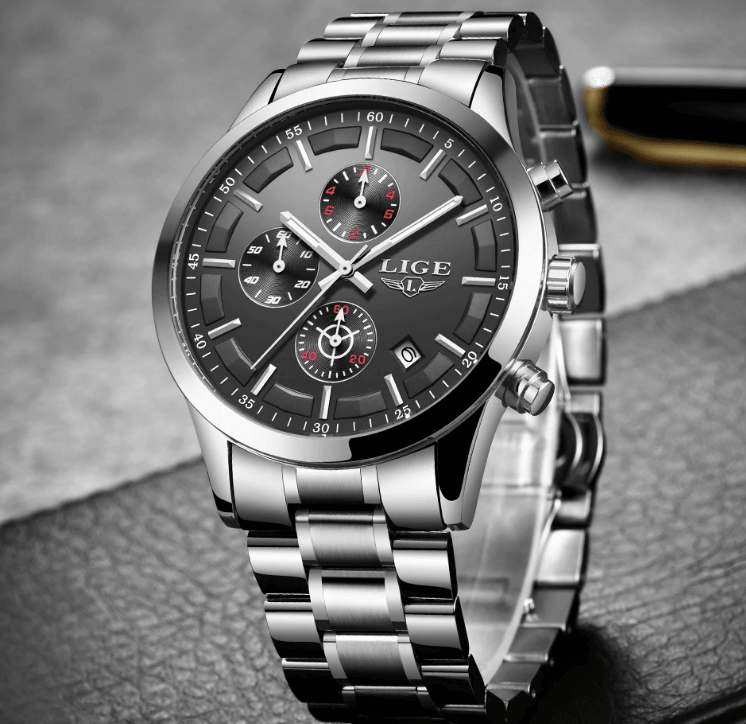 Men's Waterproof Chronograph Watch with Date Display & Luxury Dial