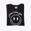 Jesus Loves You Smiley Graphic Tee Unisex Relaxed Fit Cotton Shirt