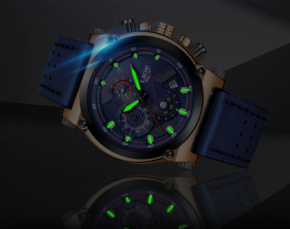 Modern Waterproof Quartz Watch with Genuine Leather Strap