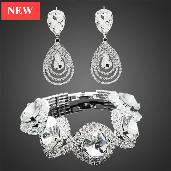 Glamorous Austrian Crystal Jewelry Set for Weddings and Events