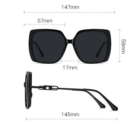 Oversized Polarized Sunglasses for Women - Large Metal Frame