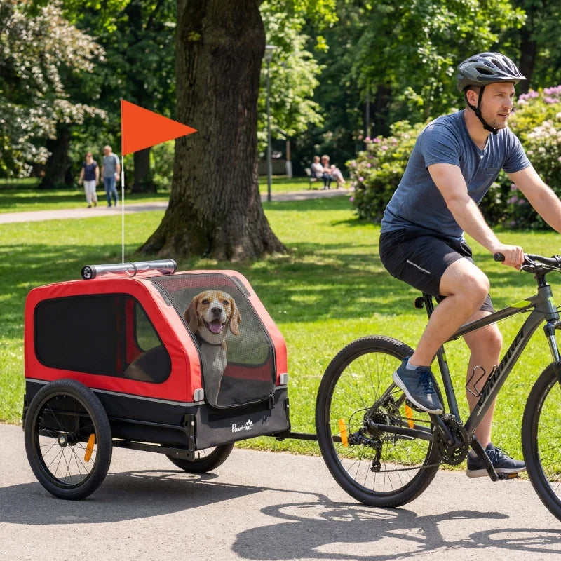 Dog Bike Trailer for Small & Medium Dogs, Universal Bicycle Coupler, Flip-Down Ramp Tailgate
