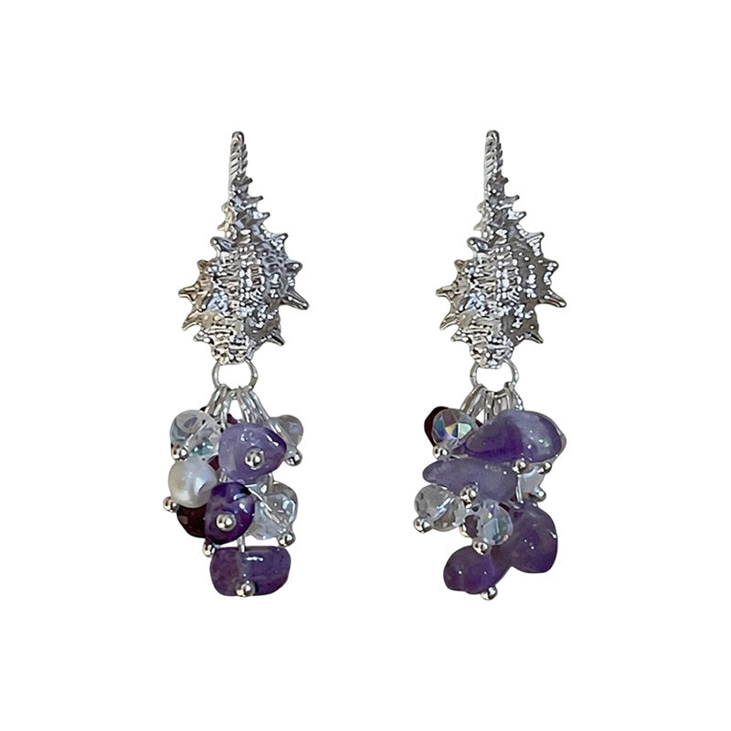 Women Crystal Beaded Tassel Pearl Dangle Stud Earrings,Niche Delicate Light Luxury Fashion Statement Earrings For Daily Party Occasion Jewelry