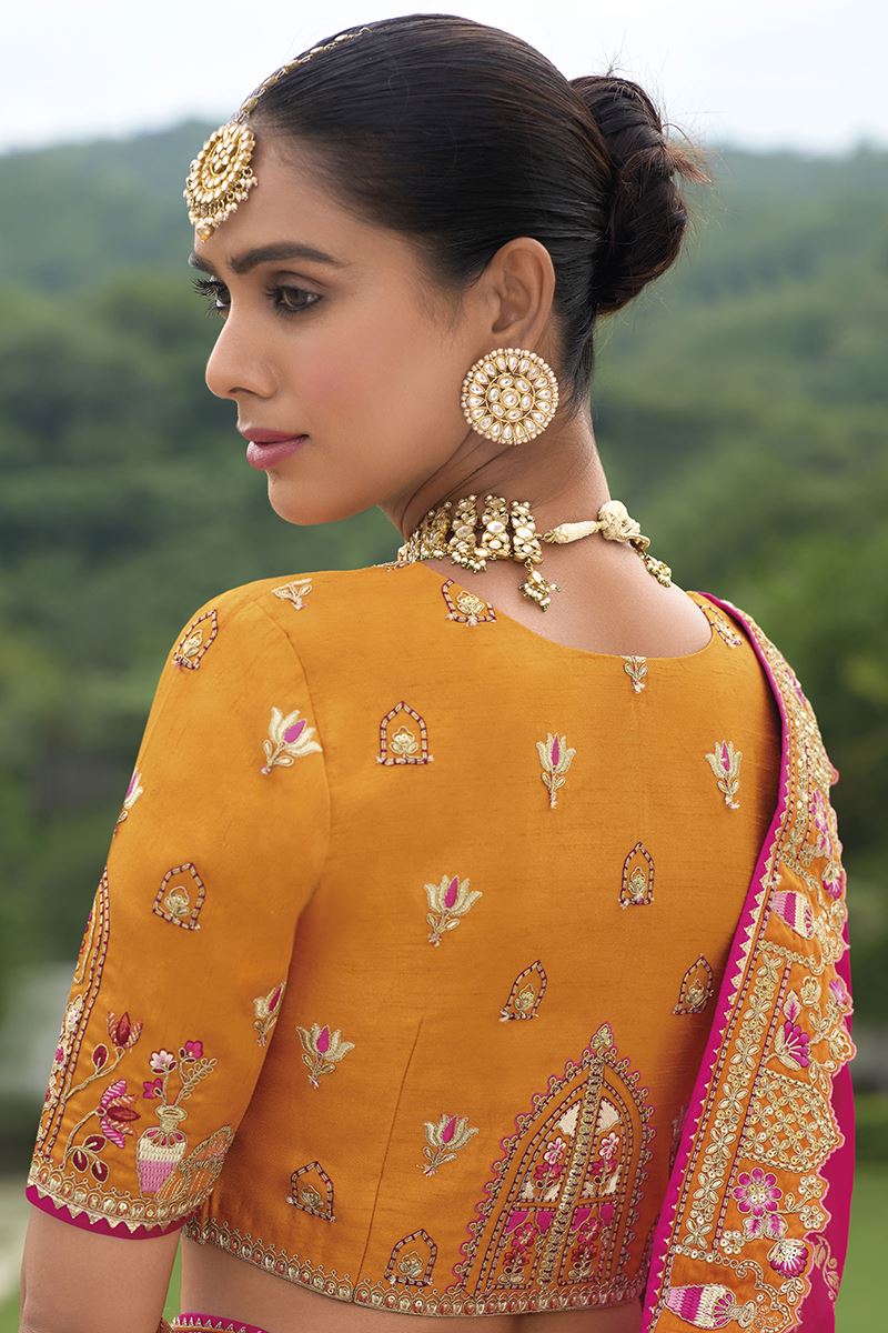 Orange Khatli Work Readymade Bridal Lehenga Choli for Wedding