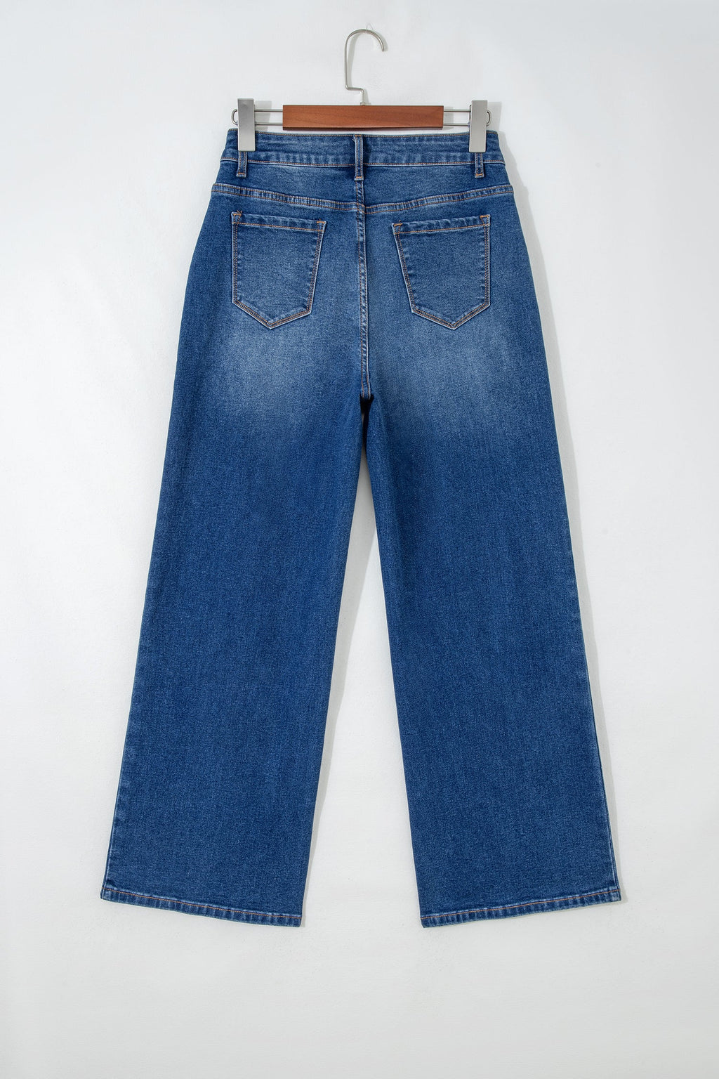 Yusra Mid-Rise Seam Detail Shift Jeans in Blue