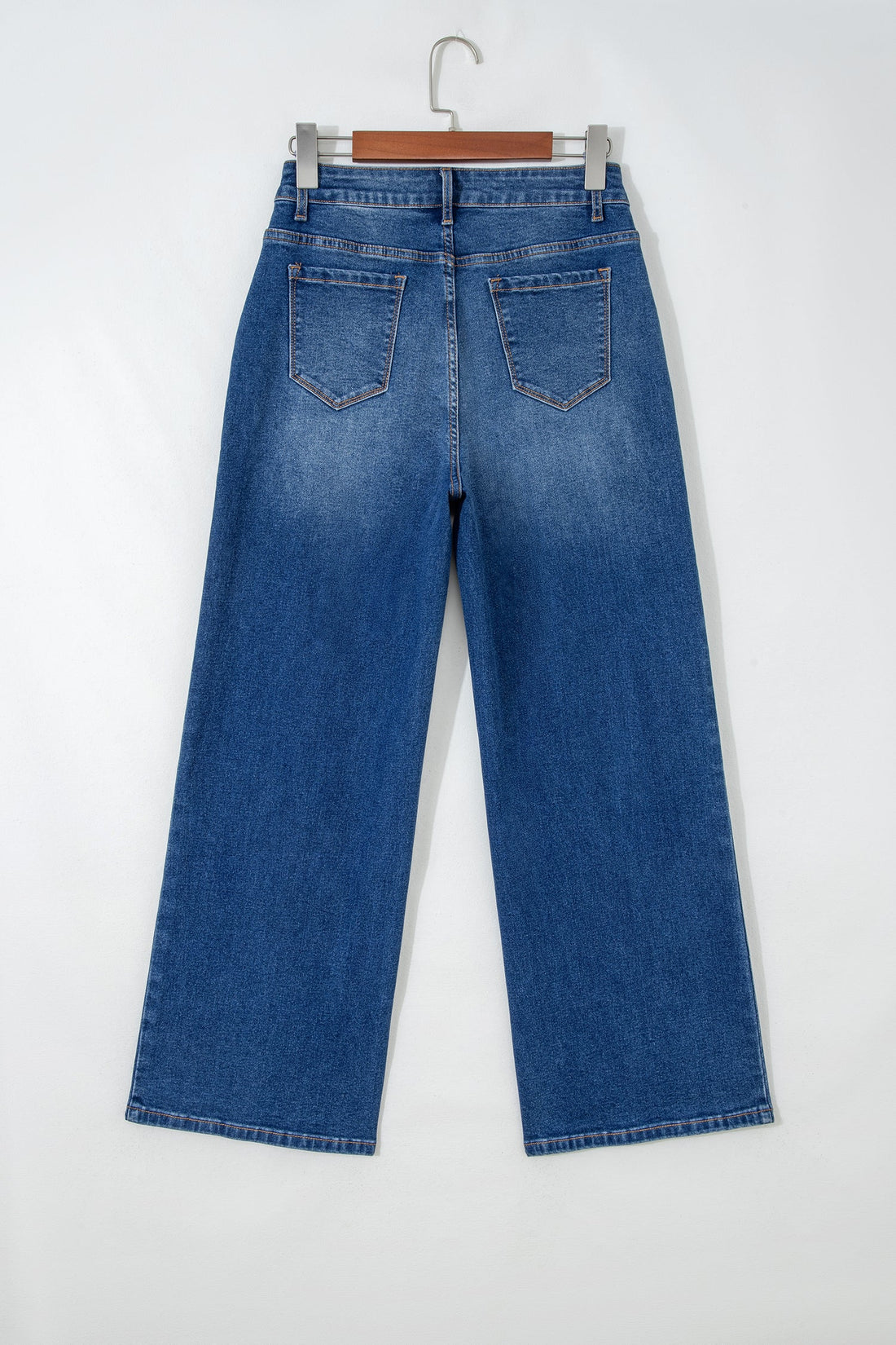 Yusra Mid-Rise Seam Detail Shift Jeans in Blue