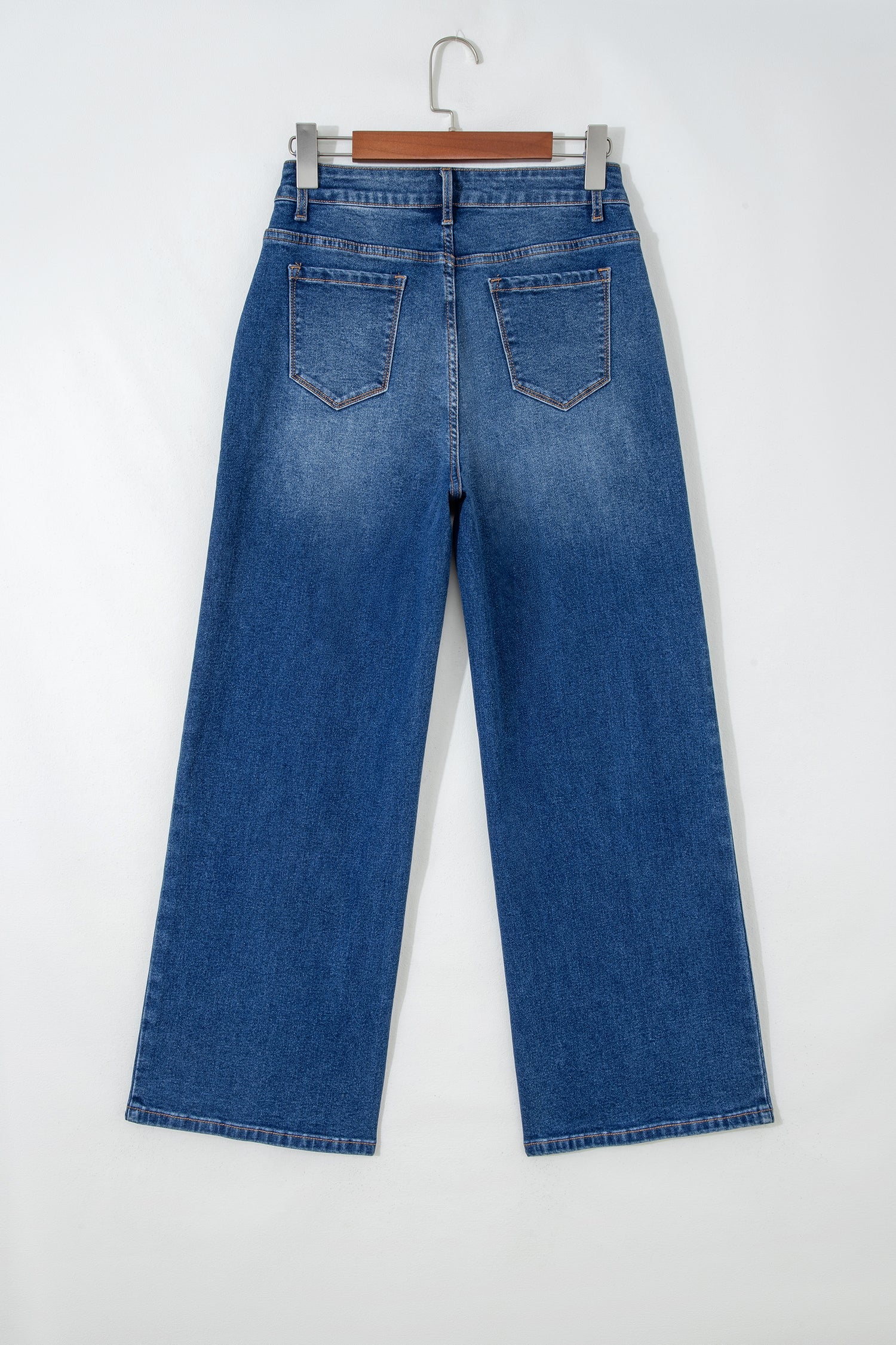 Yusra Mid-Rise Seam Detail Shift Jeans in Blue