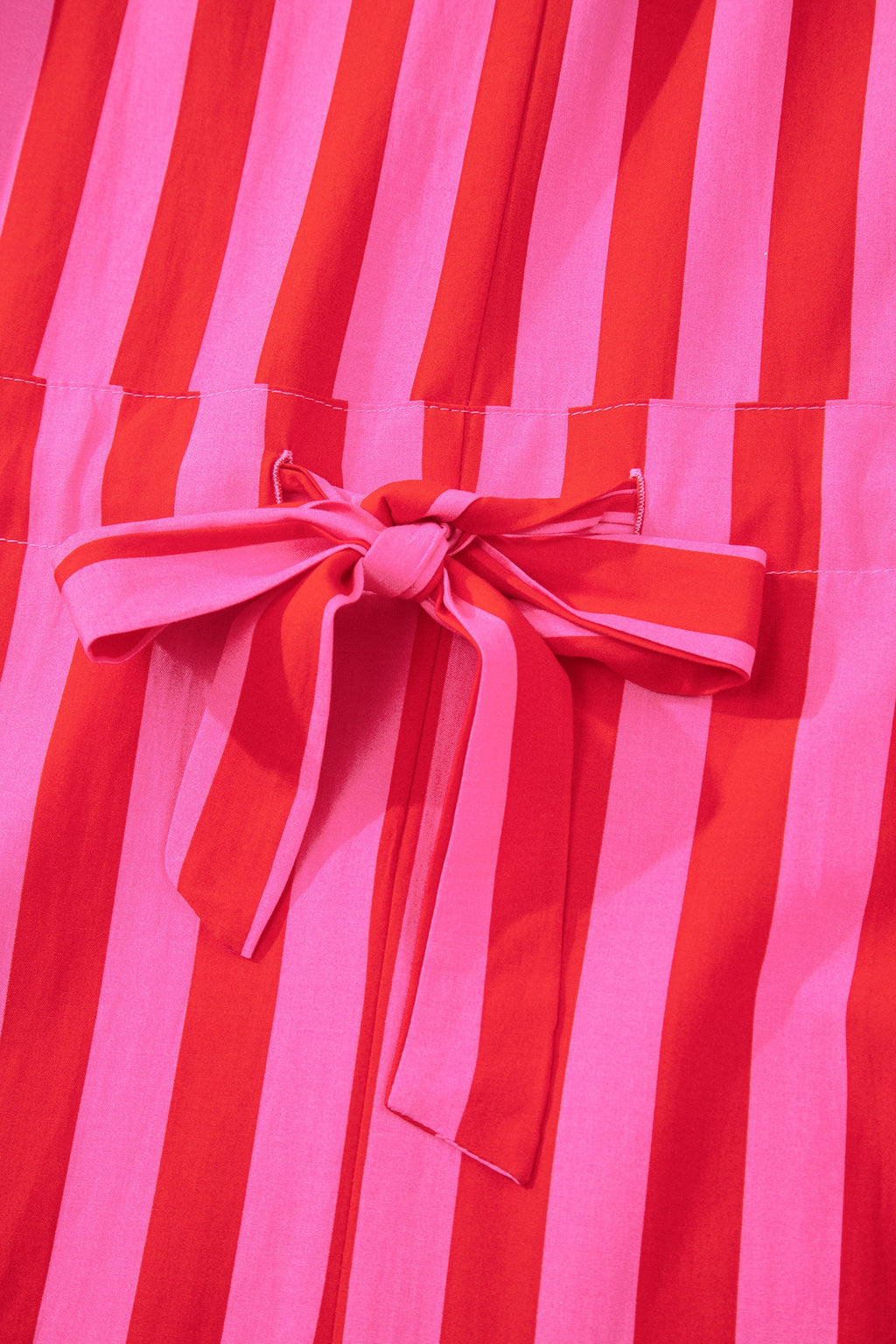 Presley Striped V-Neck Shift Mini Dress with Ruffle Cuffs