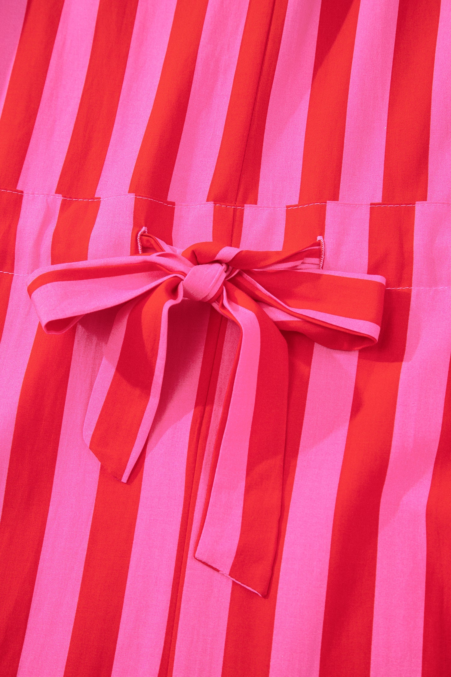 Presley Striped V-Neck Shift Mini Dress with Ruffle Cuffs