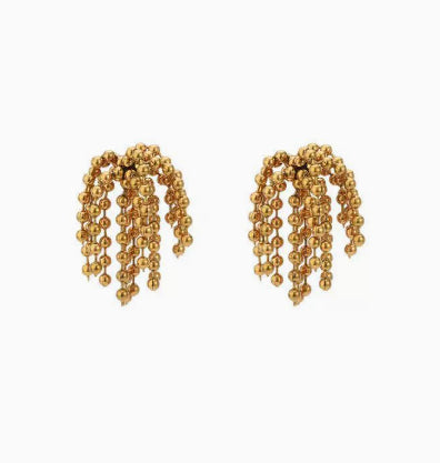 Metal Ball Firework Tassel Stud Earrings