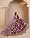 Wine embroidered art silk designer lehenga choli for wedding festivities