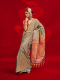 Gray silk saree with sophisticated weaving design