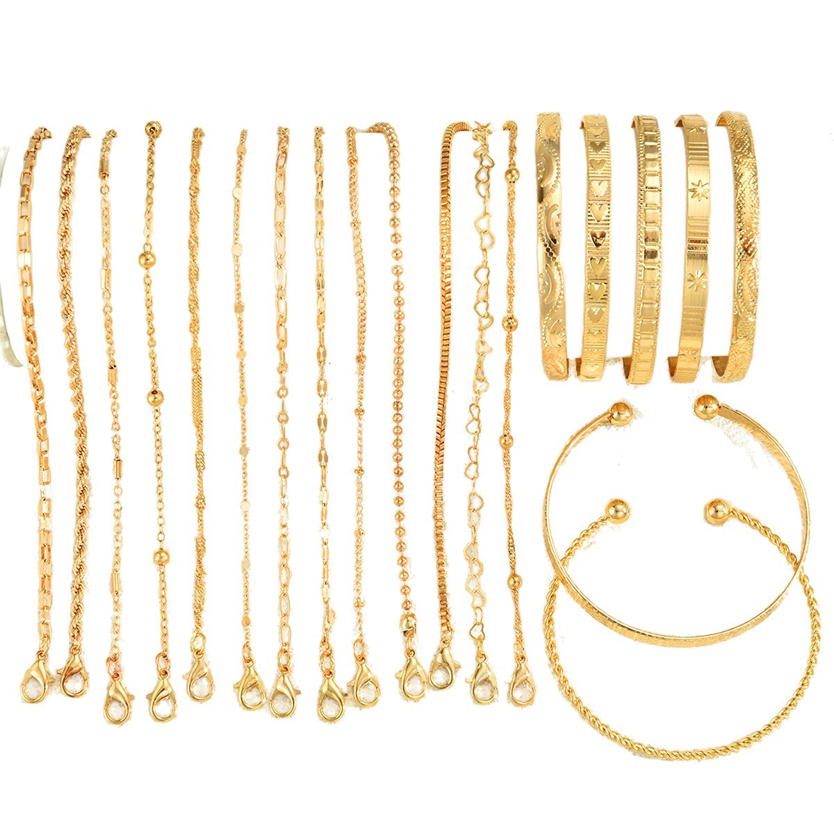Diamond-pattern Chain Bracelet Minimalist Set