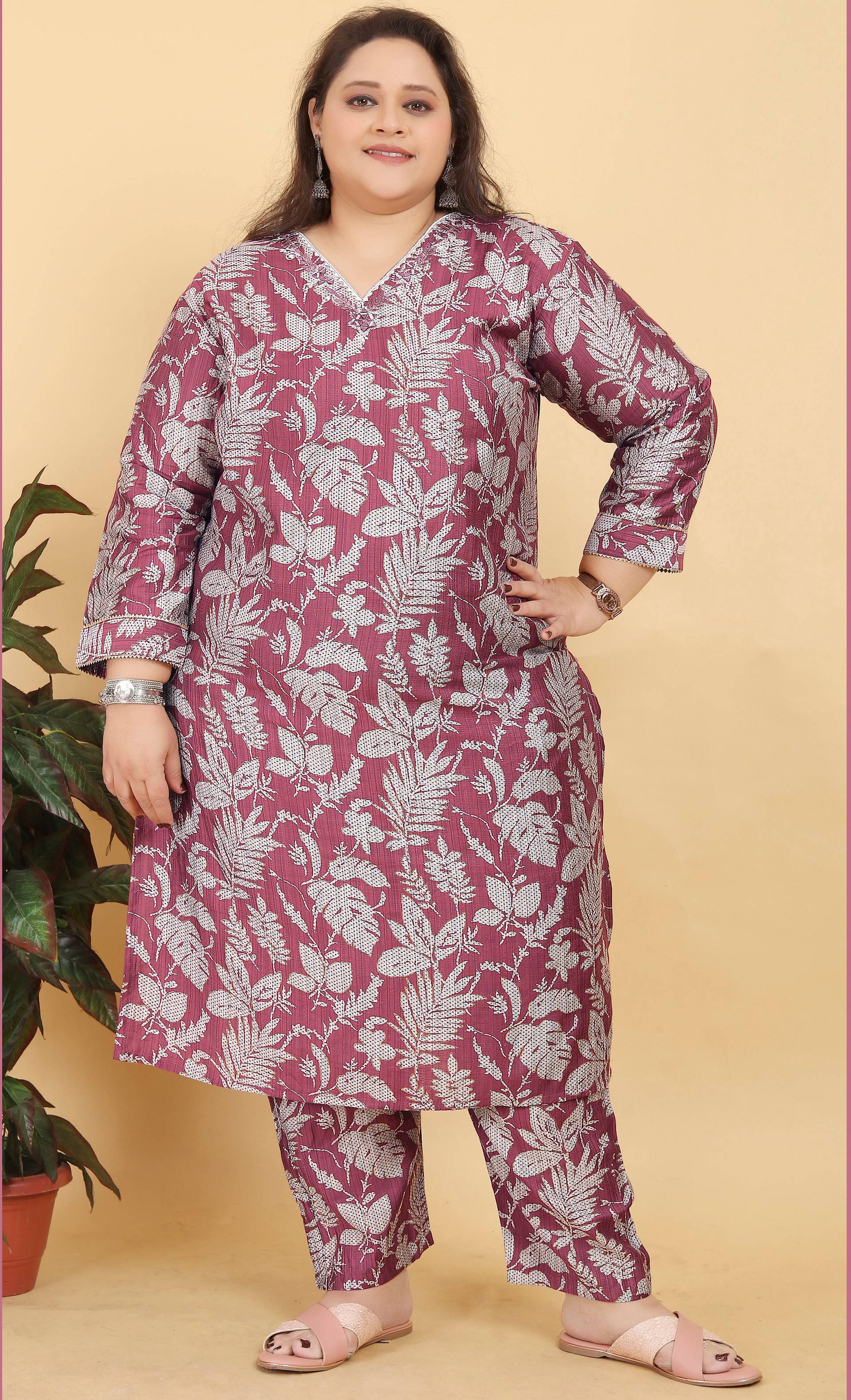 Pink Lichi Viscose Handwork Pant Style Salwar Suit for Women
