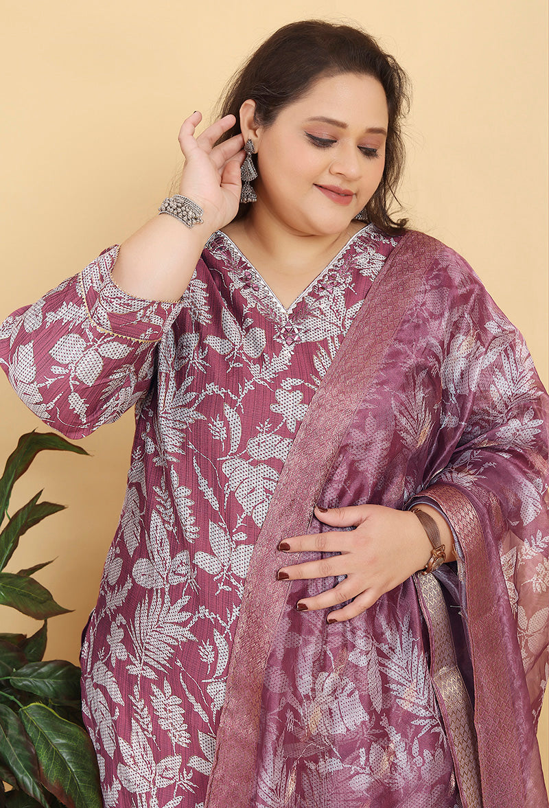 Pink Lichi Viscose Handwork Pant Style Salwar Suit for Women