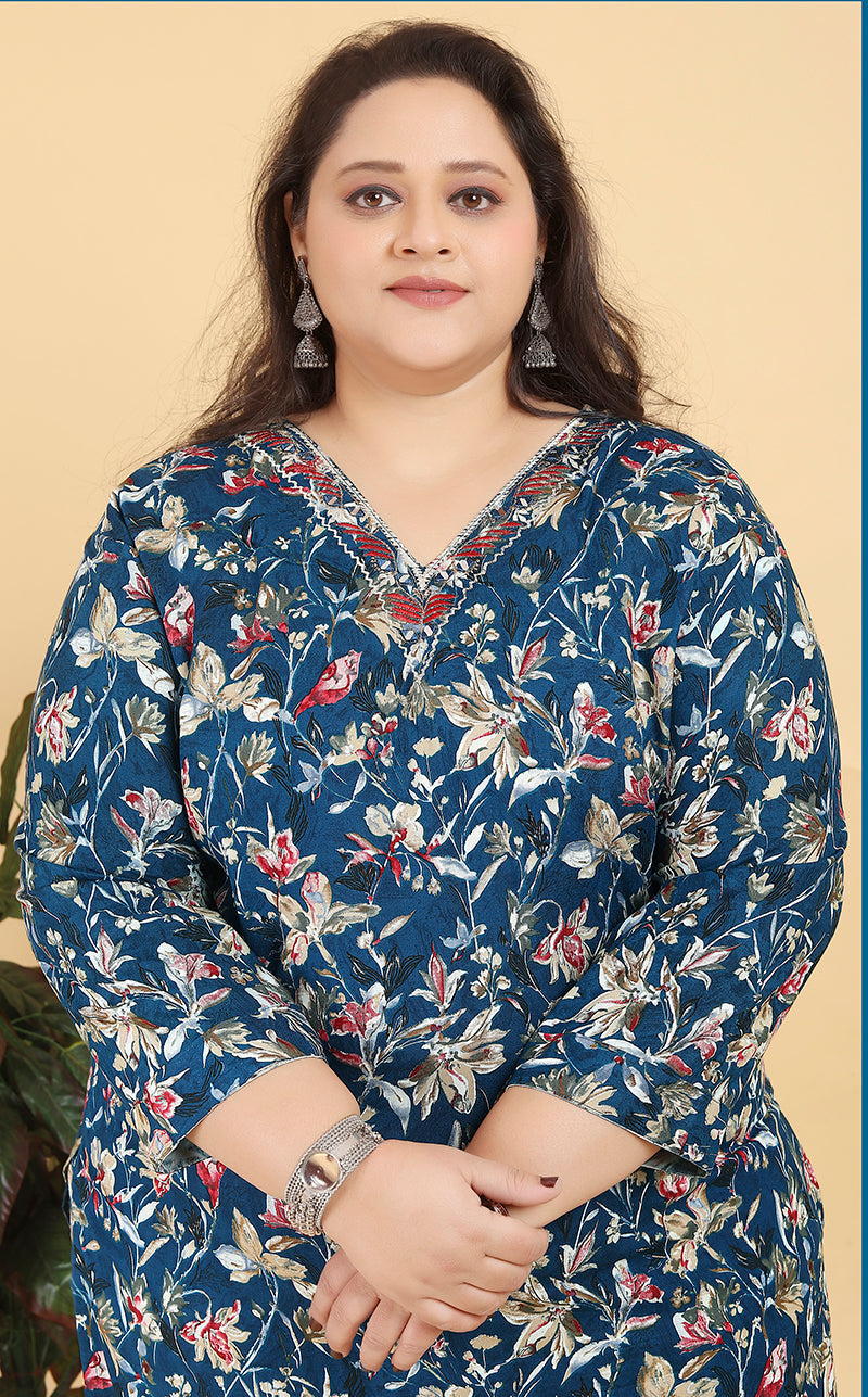 Blue Lichi Viscose Hand Work Classic Salwar Suit