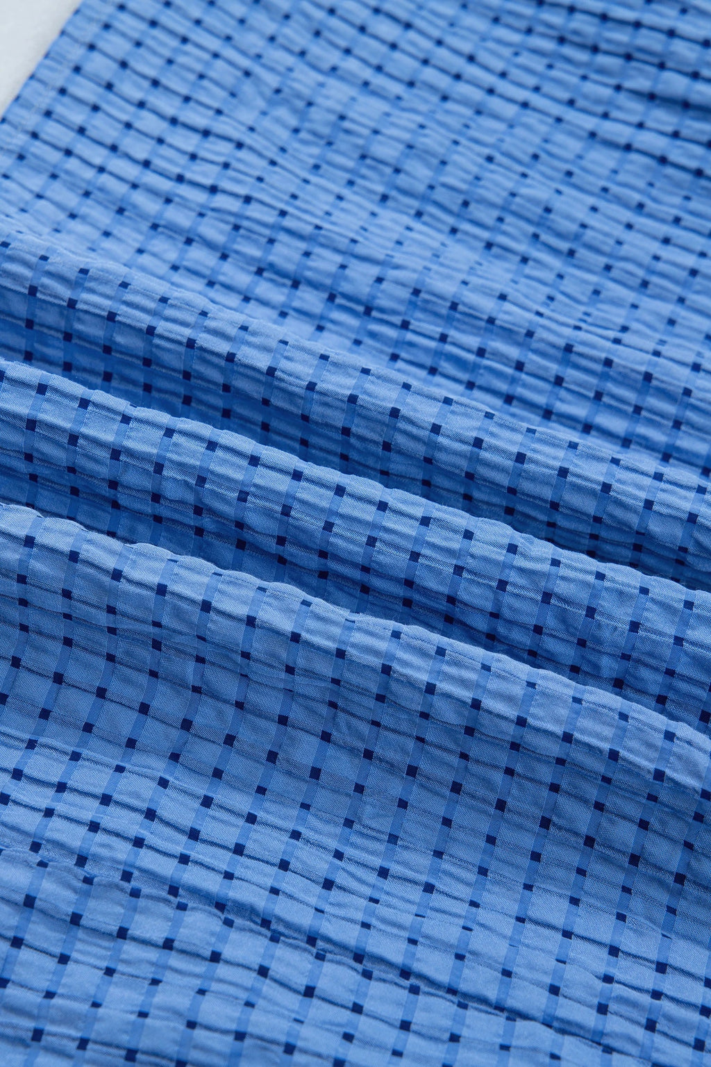 Women's Light Blue Gingham Tiered Midi Dress