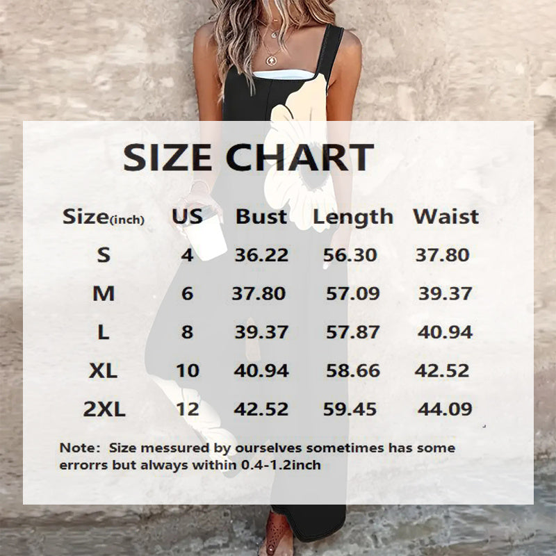 Women's Square Neck Floral Print Sleeveless Casual Jumpsuit - Image 4