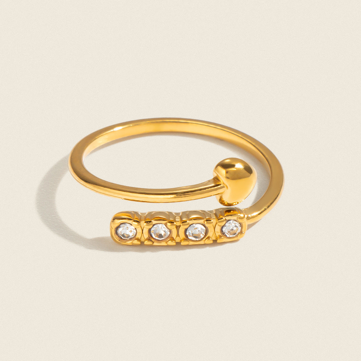 Fashionable Heart-shaped Ring With Diamonds