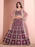 Purple embroidered art silk A-line lehenga choli for trendy ethnic wear