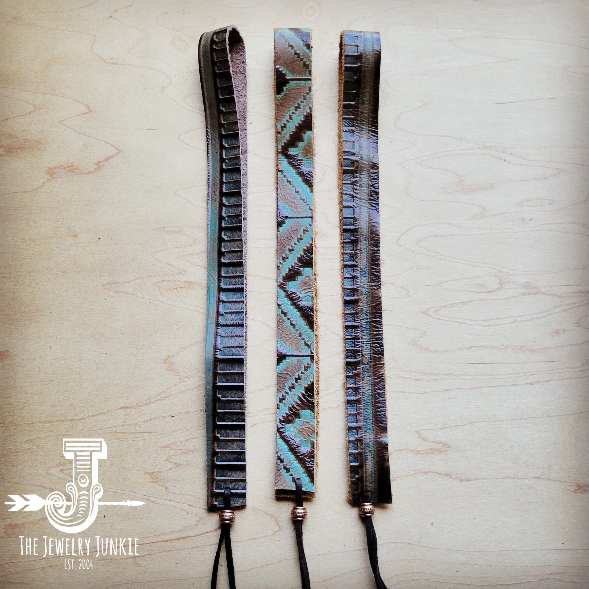 Turquoise Navajo Embossed Leather Hat Band Only 950b