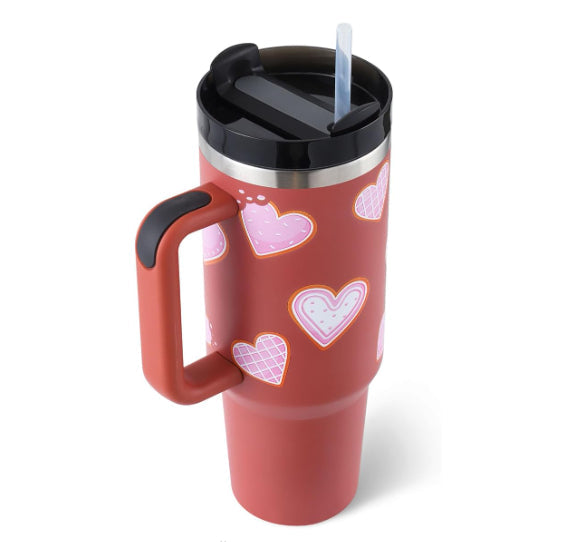 40 oz Stainless Steel Insulated Tumbler with Handle and Straw