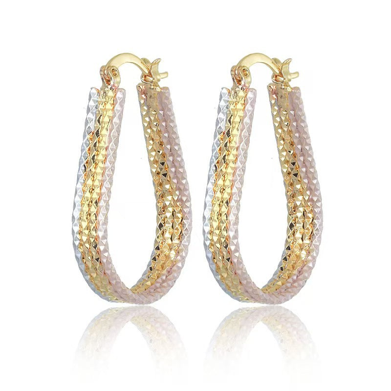 Modern Geometric Copper Earrings - Trendy Gold Pink Blue Jewelry