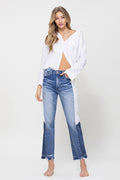 Super High Rise Straight Jeans with Side Blocking Panel