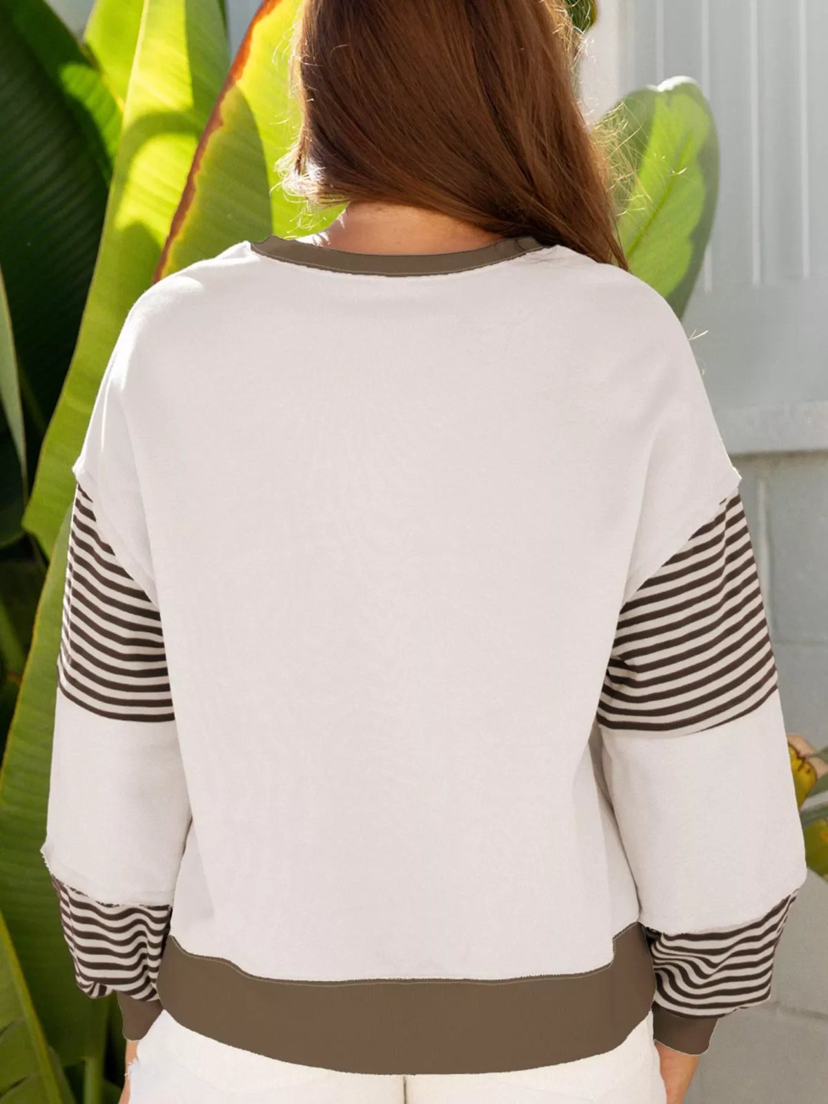 Contrast Striped Long Sleeve Sweatshirt