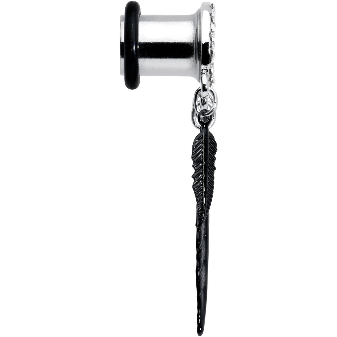0G Clear Gem Steel Single Flare Tree of Life Dangle Plug Set