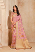 Elegant light pink weaving silk classic saree for festive wear