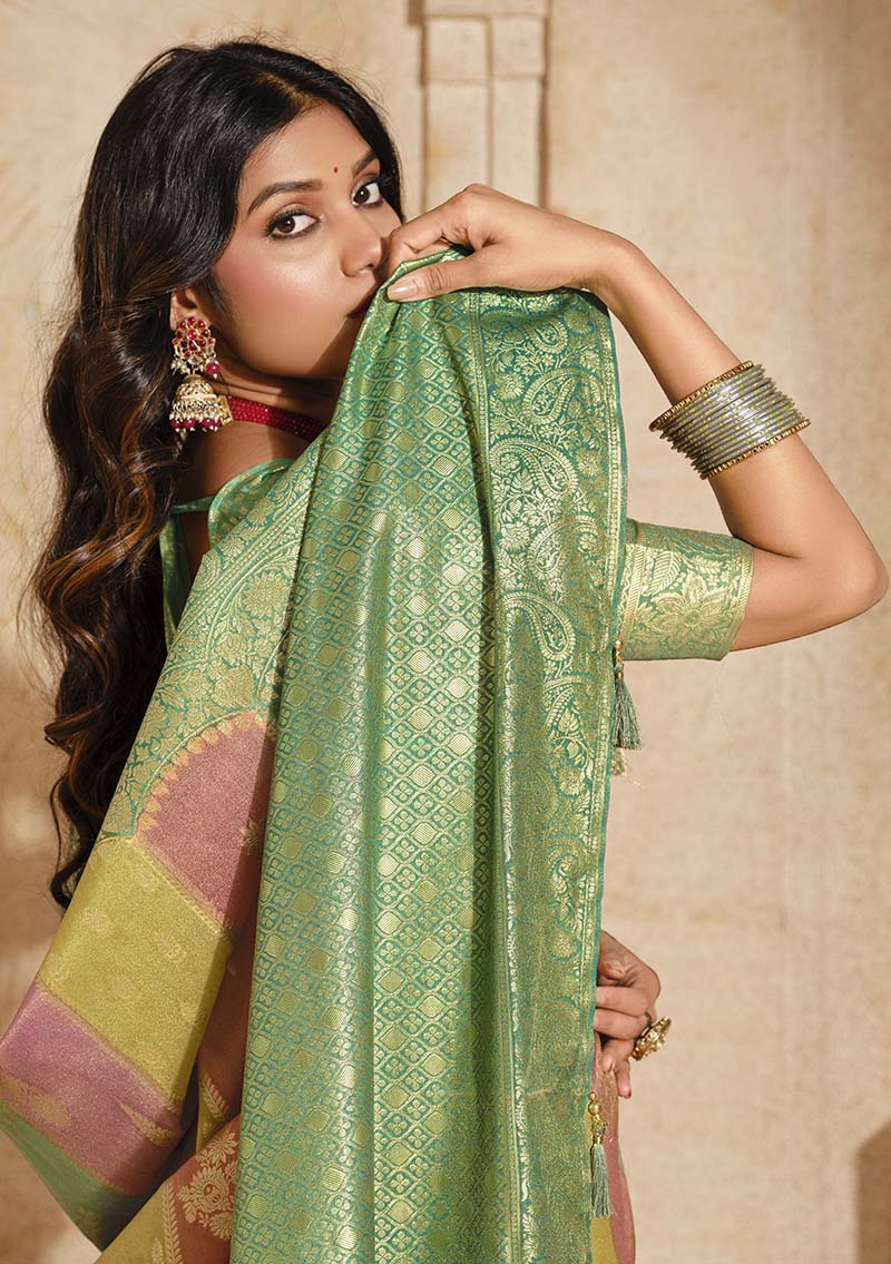 Turquoise Weaving Silk Classic Saree for Elegant Styling