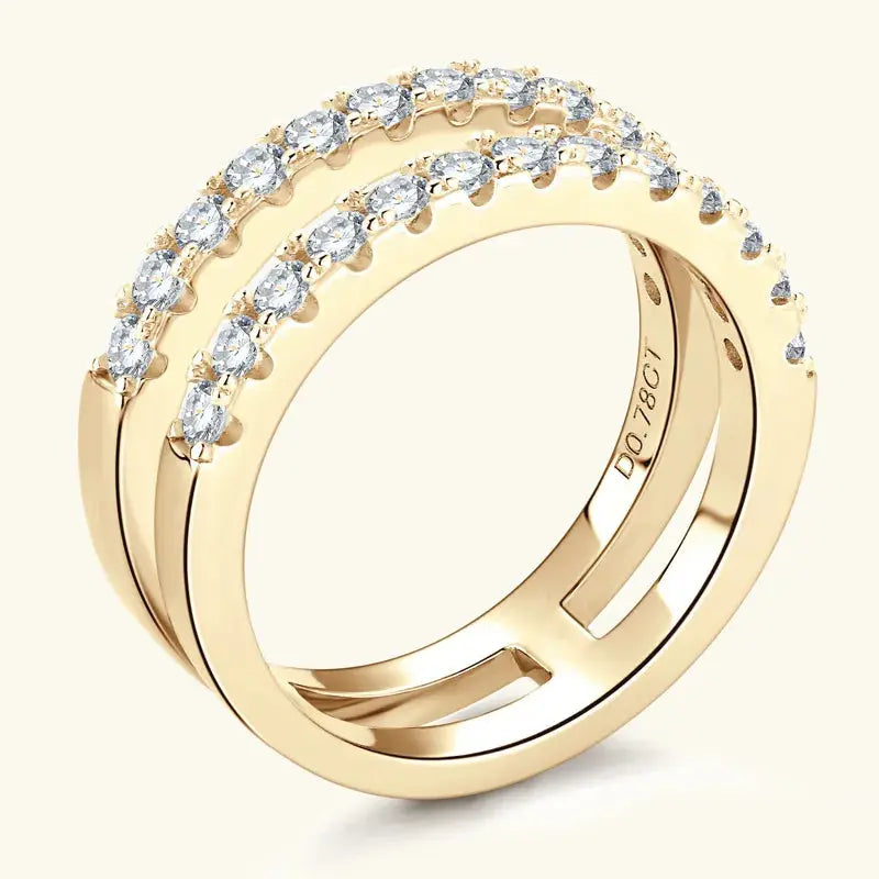 925 Sterling Silver Moissanite Double Layered Ring