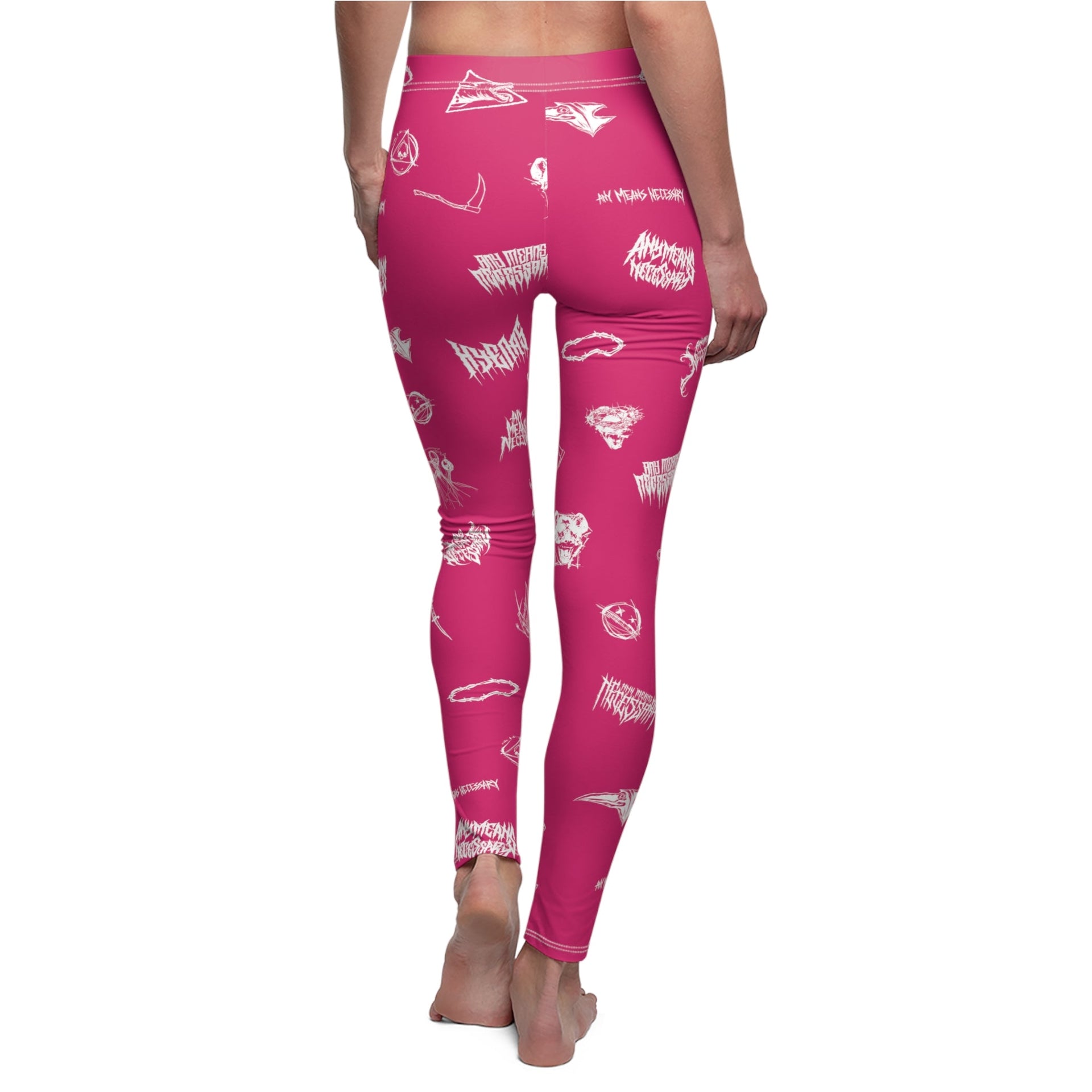 Wingbats Fuchsia Graphic Print Leggings Skinny Fit - Image 7