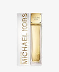 Michael Kors Sexy Amber 3.4 oz Eau de Parfum in a minimalist glass bottle with gold accents.