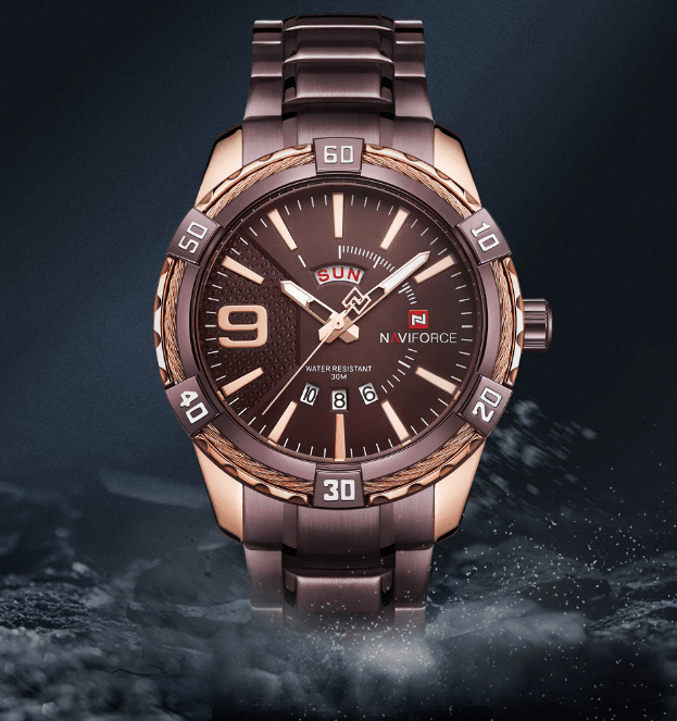 Men's Waterproof Chronograph Watch with Date Display - Modern Metal
