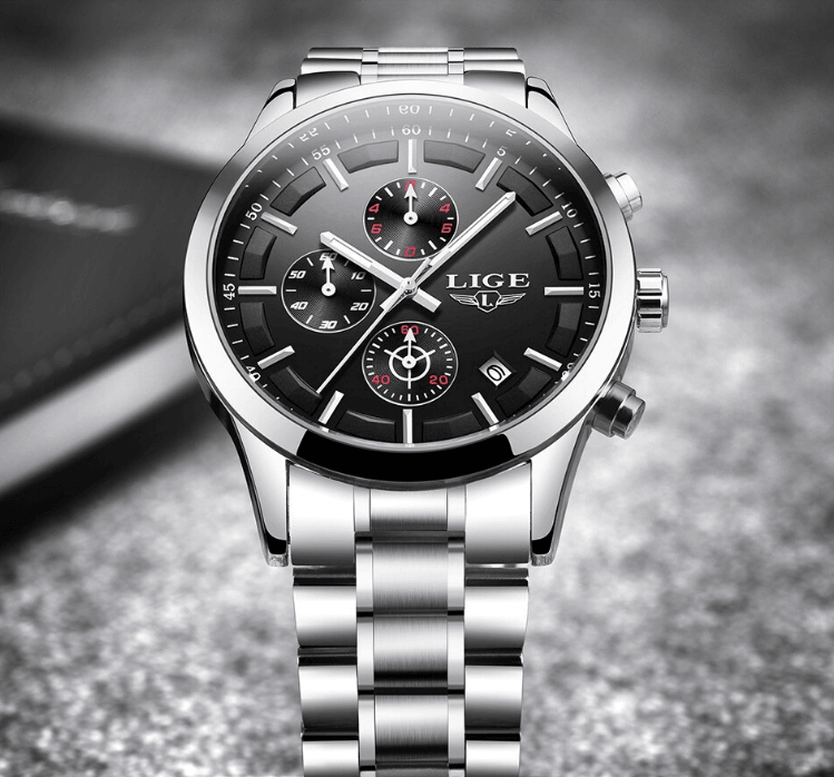 Men's Waterproof Chronograph Watch with Date Display & Luxury Dial