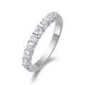 S925 Silver 2.1g Platinum Plated Moissanite Ring, 2.8mm 8pcs D VVS1 Half Eternity Band, GRA Certified US 5-9