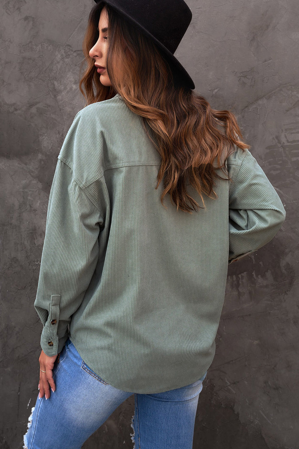 Pink Corduroy Button Pocket Shirt