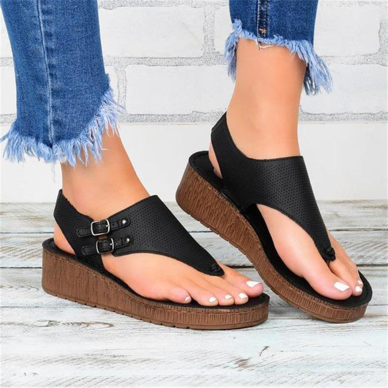 Women's Hollow Flat Heel Flip Flops Sandals