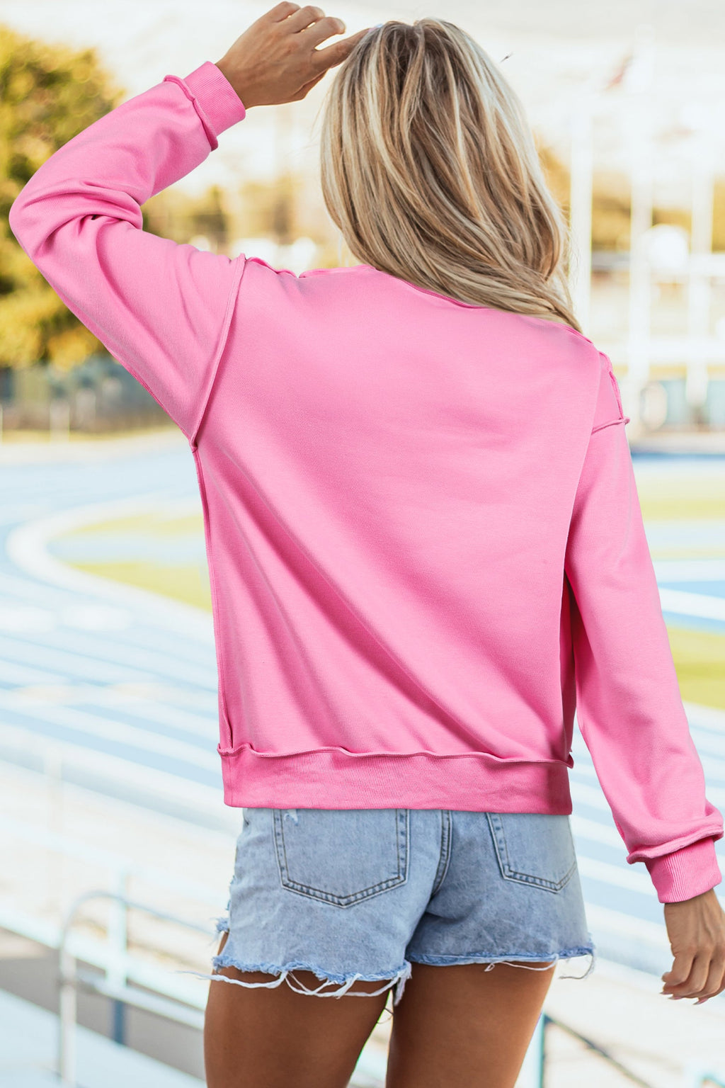 Racing Red Oversize Drop Shoulder Reversible Mock Neck Sweatshirt