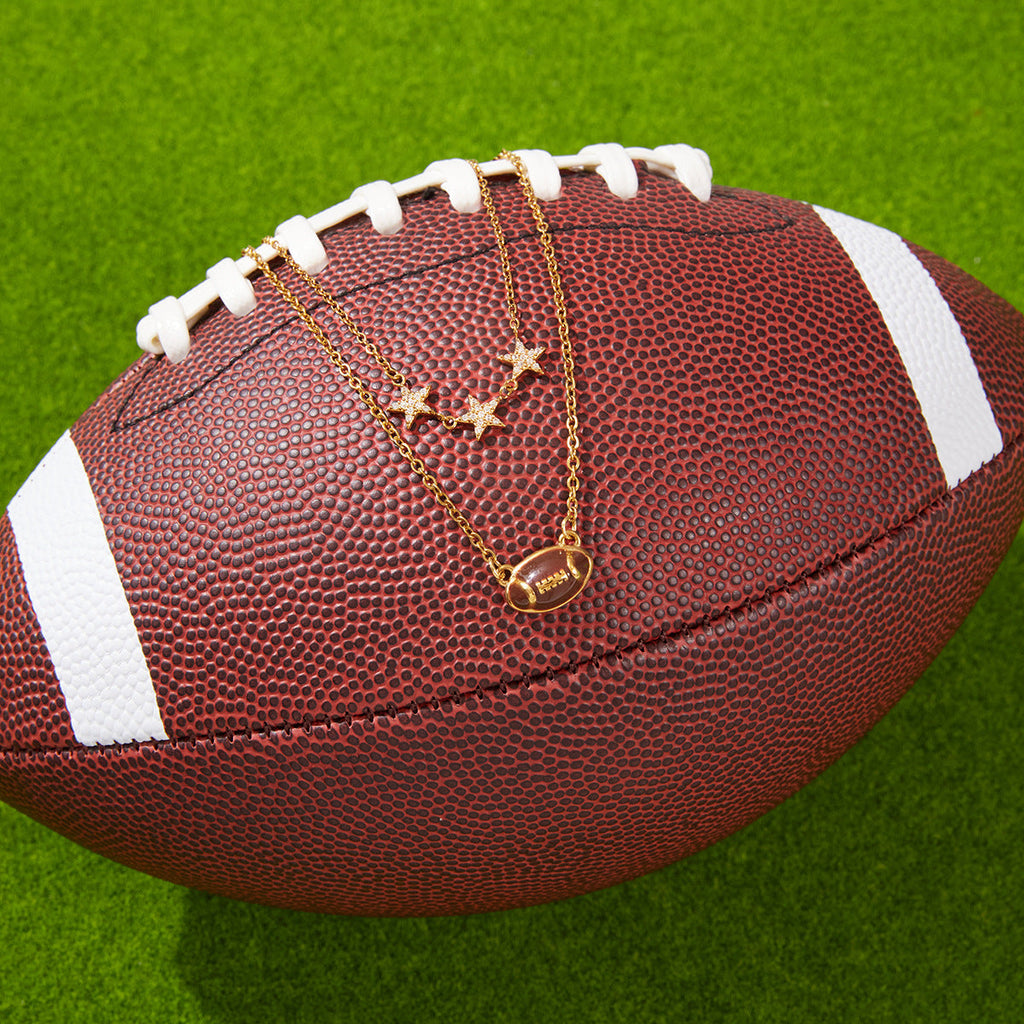 Stainless Steel Football Pendant Necklace with Star Chain