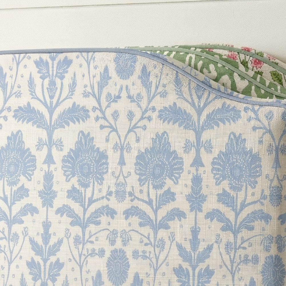 Delia Floral Dorm Headboard - Classic Pastel Fabric Upholstery