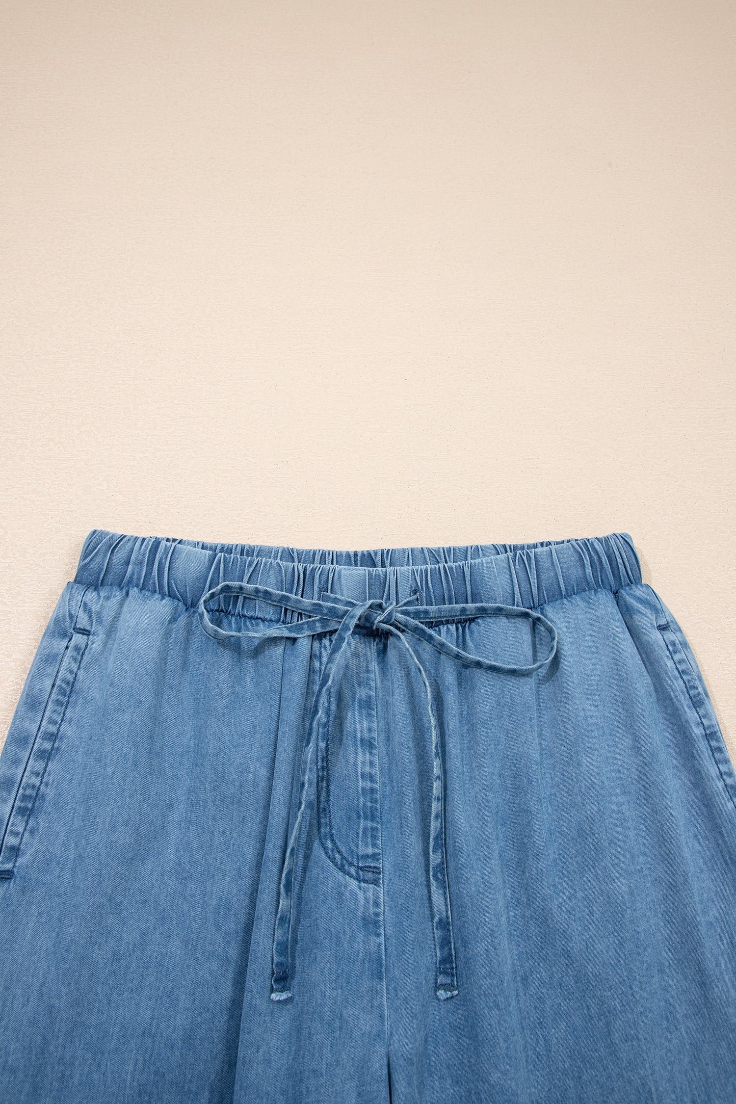 Taytum Women's Wide Leg Chambray Pants in Light Blue Denim