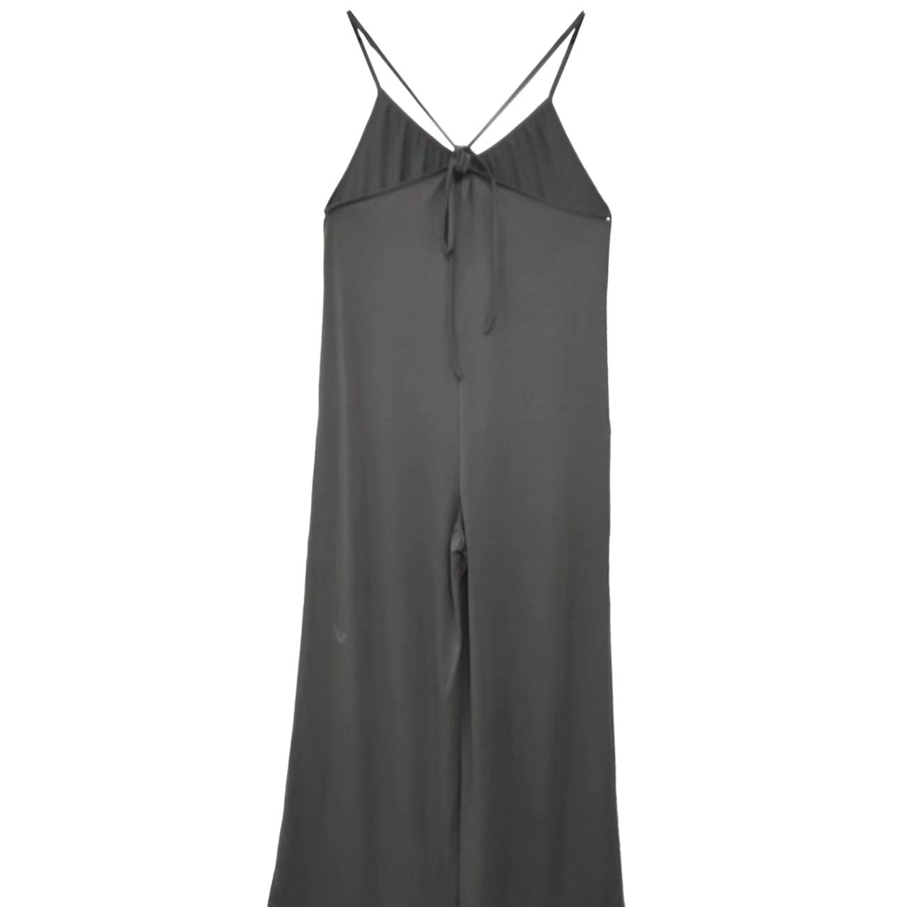 Charcoal Grey Sexy Cross Suspender Jumpsuit with Chest Pleats