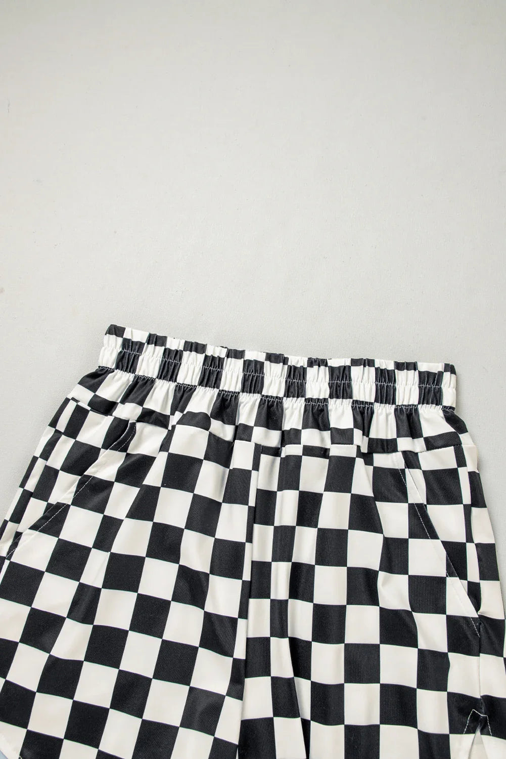Checker High Waist Casual Shorts