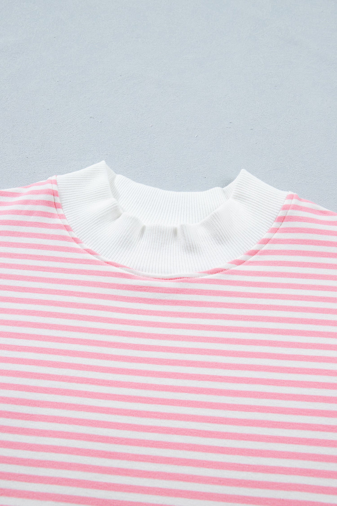 Stripe Contrast Mock Neck Tee & Shorts Set